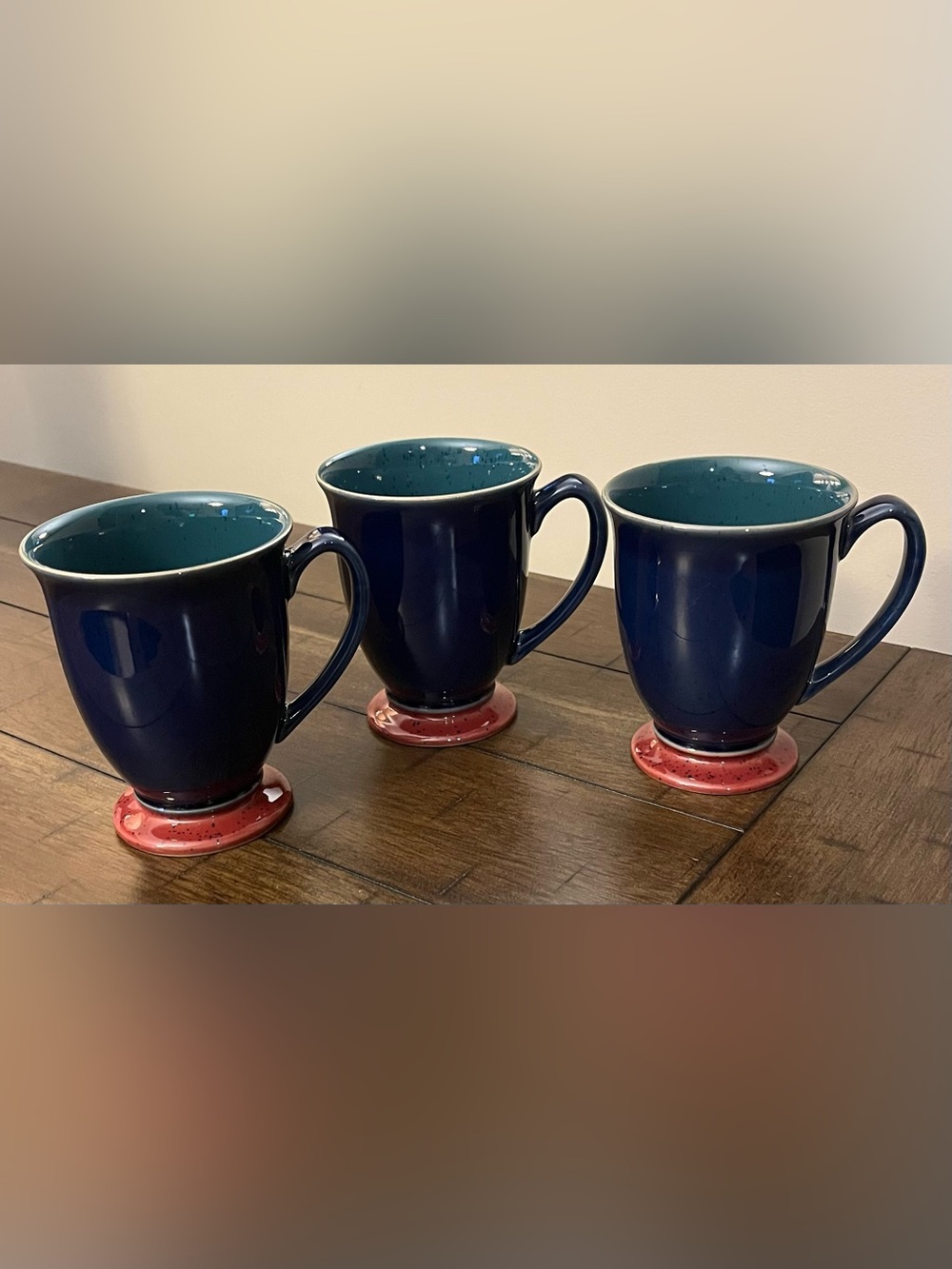 Denby England Harlequin Footed Coffee Mugs